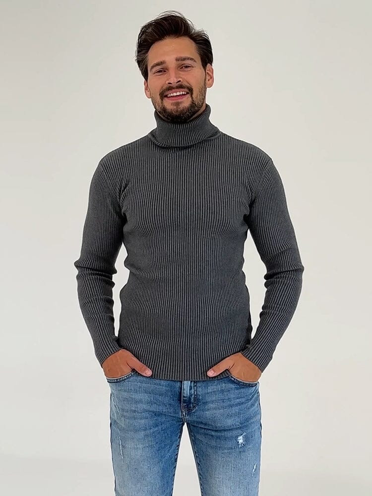 Ribbed Slim Fit Knitted Pullover Turtleneck Sweater (US Only) | Coofandy