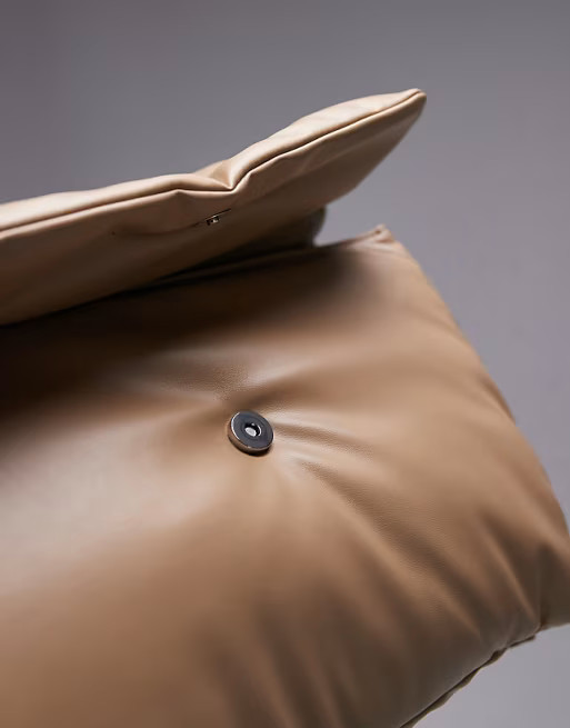 Topshop Gus oversized puffy clutch bag in camel | ASOS (Global)