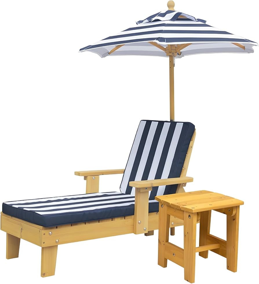 Kids Lounge Chair Outdoor, Kids Lounge Chair, Removable Striped Fabric Cushions, Outdoor Chaise L... | Amazon (US)
