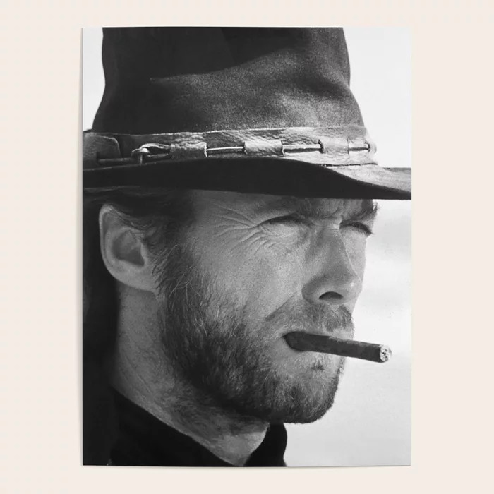 Clint Eastwood Smoking a Cigar Retro Vintage Art Poster by vintagecafe | Society6