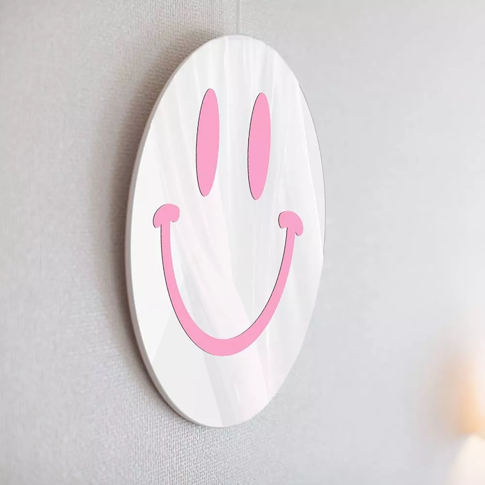 Large Pink and White Smiley Face - Preppy Aesthetic Decor Water