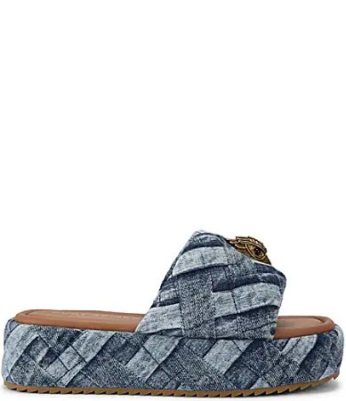 Kurt Geiger London Kensington Quilted Denim Patchwork Logo Ornament Platform Slide Sandals - 39(8.5) | Dillard's
