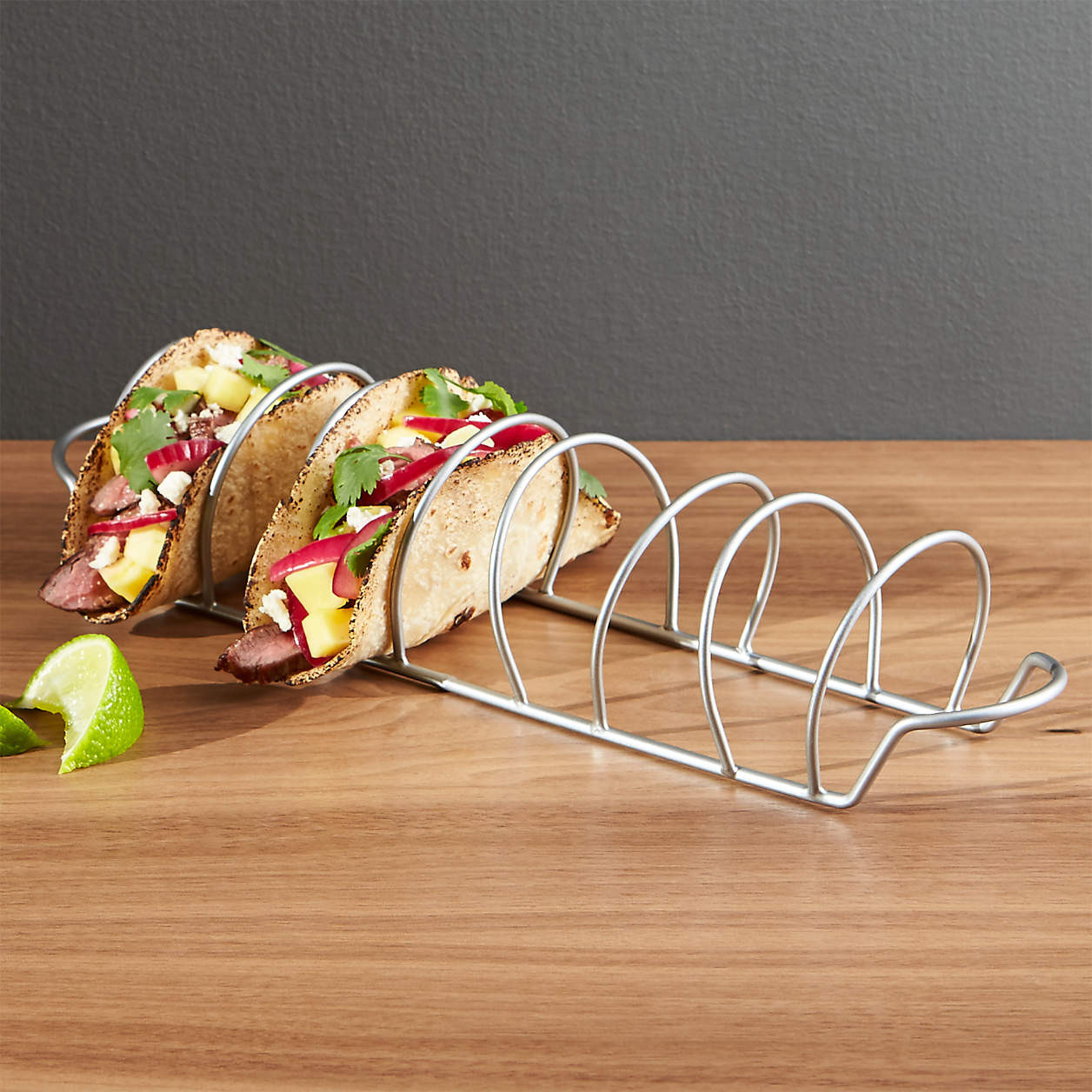 Metal Wire Taco Serving Rack + Reviews | Crate & Barrel | Crate & Barrel