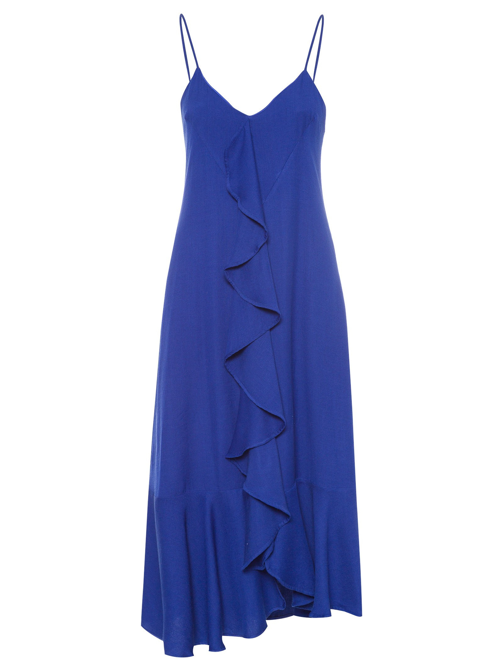 VESTIDO BABADOS DECOTE V - AZUL | Shop2gether BR