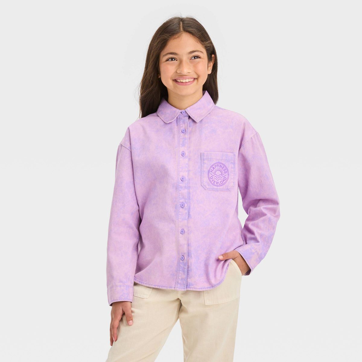 Girls' Hello Kitty Denim Shacket - Purple | Target