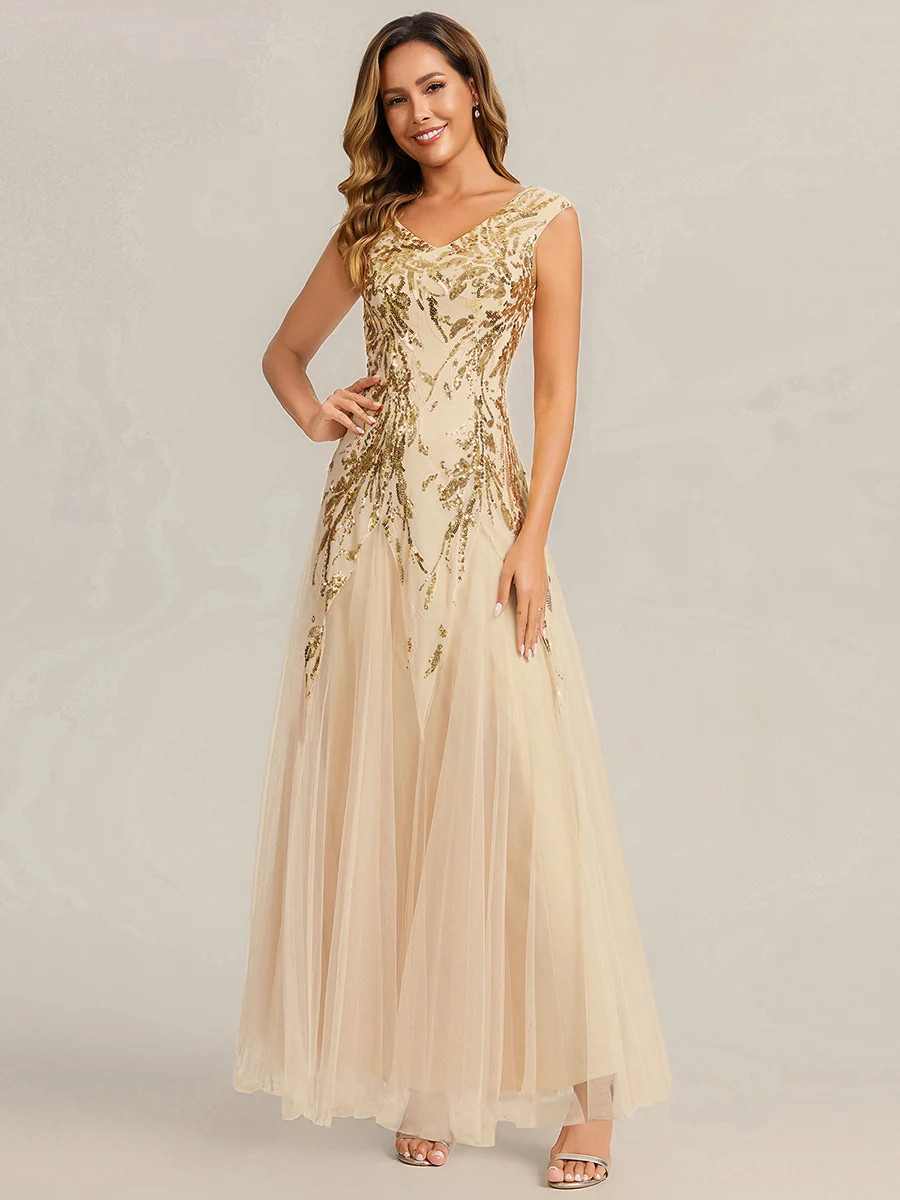 ever FREYA|Embroidered Sequin Cap Sleeve High Stretch Evening Dress | Ever Pretty Garment Inc