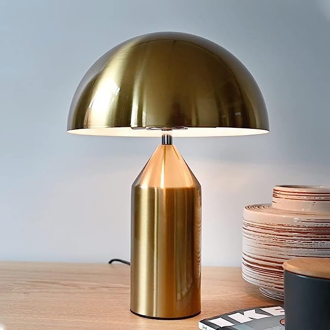 DUSONE Mushroom Table Lamp Modern Desk lamp Nordic Style, Chrome Luxury Bedside Metal Table Lamp,... | Amazon (US)