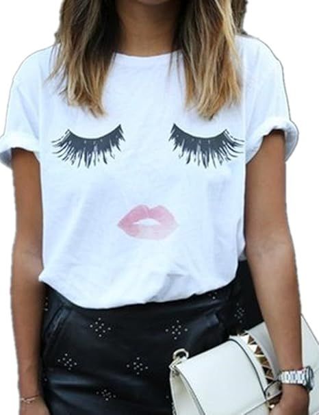 Haola Summer Fashion Women Cute Short Sleeve Printed Tops Casual T Shirt | Amazon (US)