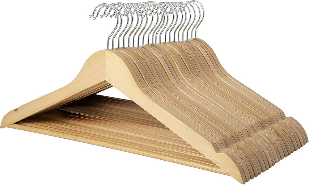 Amazon Basics Wood Suit Clothes Hangers, 30-Pack, Natural | Amazon (US)