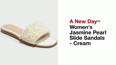Women's Jasmine Pearl Slide Sandals with Memory Foam Insole - A New Day™ Cream | Target