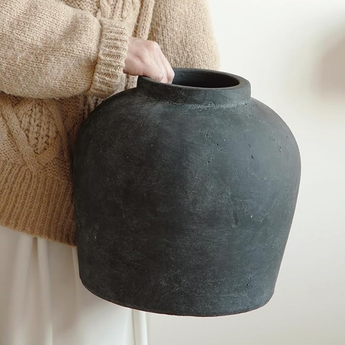 Large Ceramic Vase, 11" Rustic Farmhouse Terracotta Vase for Home Decor, Artisan Decorative Flowe... | Amazon (US)