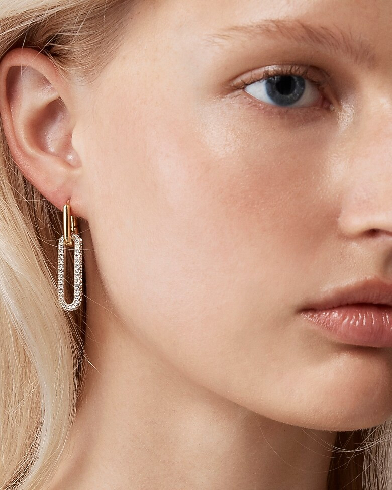 Pav&eacute; crystal link earrings | J. Crew US