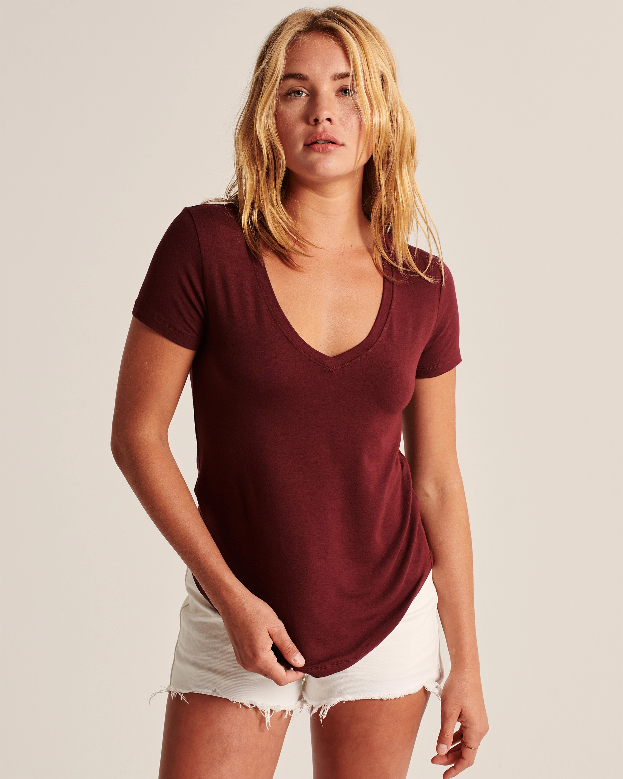Drapey V-Neck Tee | Abercrombie & Fitch (US)