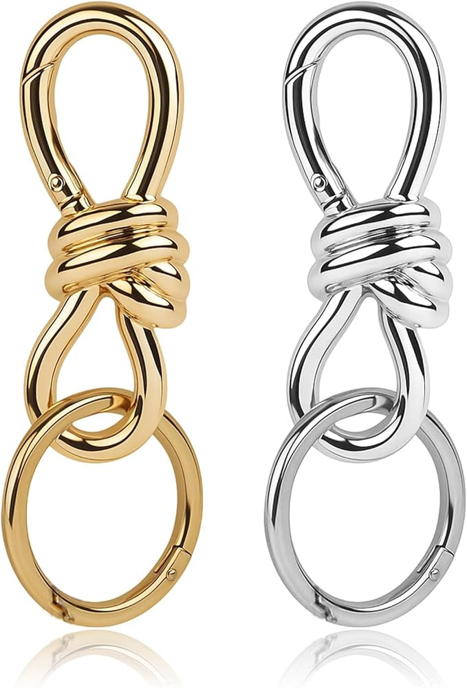Twist Knot Clasp Bag Charm Keychain,D-Ring Keychain Heavy Duty Spring Snap Hook Fashion Accessory for Purse Backpack | Amazon (US)