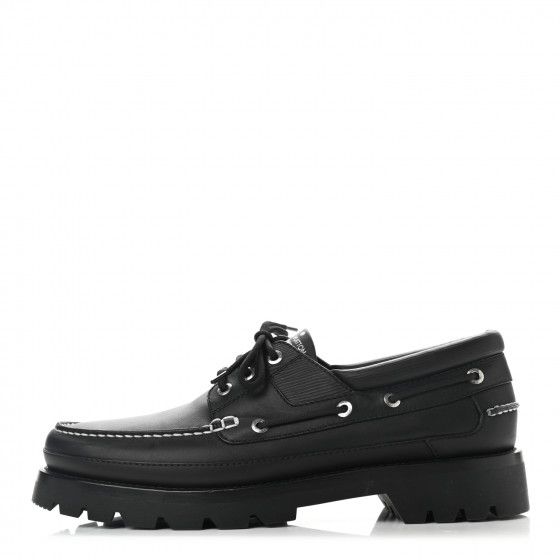 LOUIS VUITTON Calfskin Mens Summerland Boat Shoes 10 Black | Fashionphile