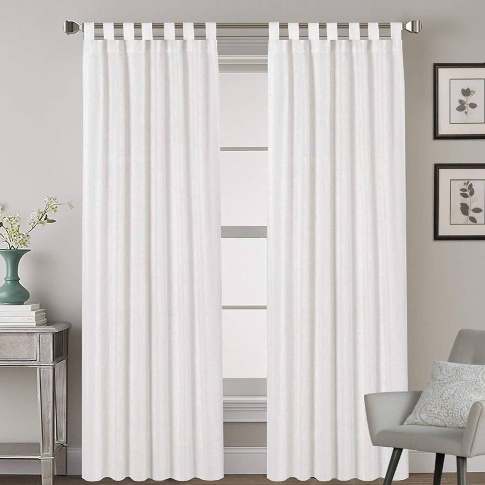 H.VERSAILTEX Elegant Natural Linen Blended Energy Efficient Light Filtering Curtains / Tab Top Cu... | Amazon (US)