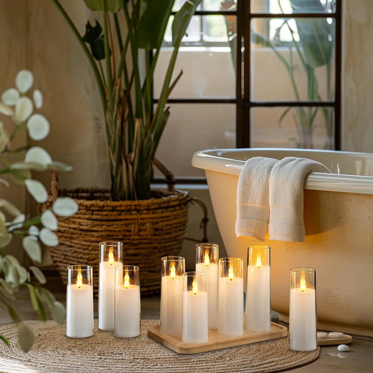 Pure White Flameless Candles 9 Set, Battery Operated Candles With Remote And Timer, Acrylic Flick... | Wayfair North America