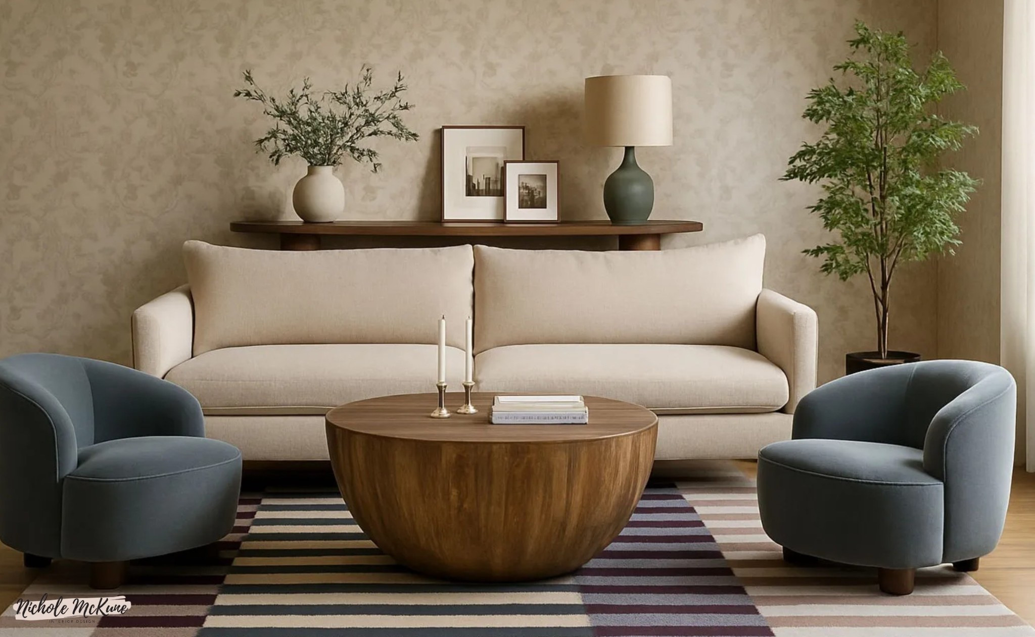 Midcentury Modern living room design. Living room design. Pop of color living room.

#LTKHome #LTKSaleAlert #LTKU
