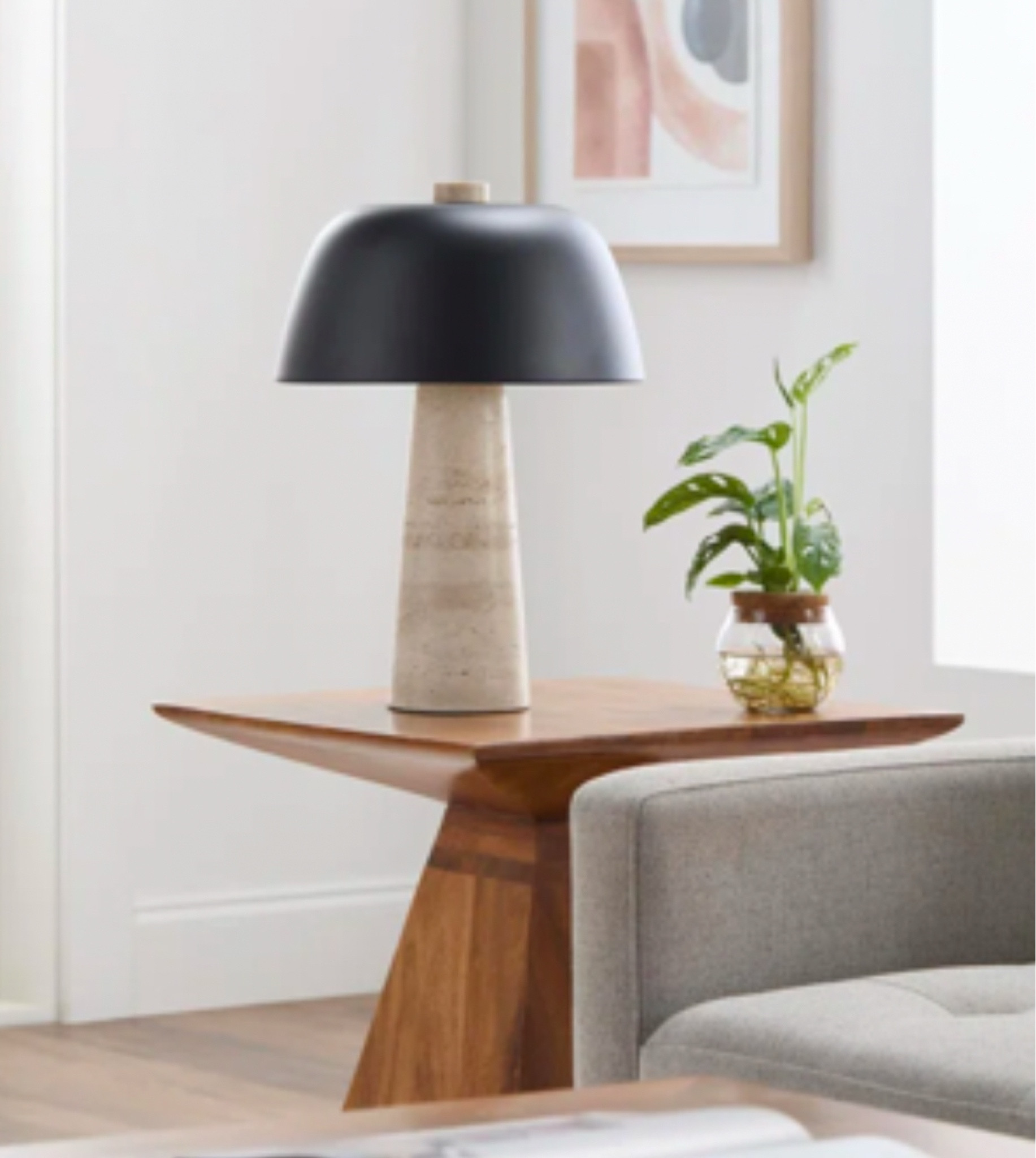 Great statement lamp. Travertine with black shade. Such a good mix with f material 



#LTKHome #LTKSaleAlert #LTKFindsUnder100