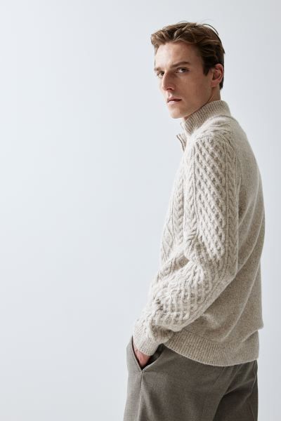 Regular Fit Wool-blend Sweater - Beige melange - Men | H&M US | H&M (US + CA)