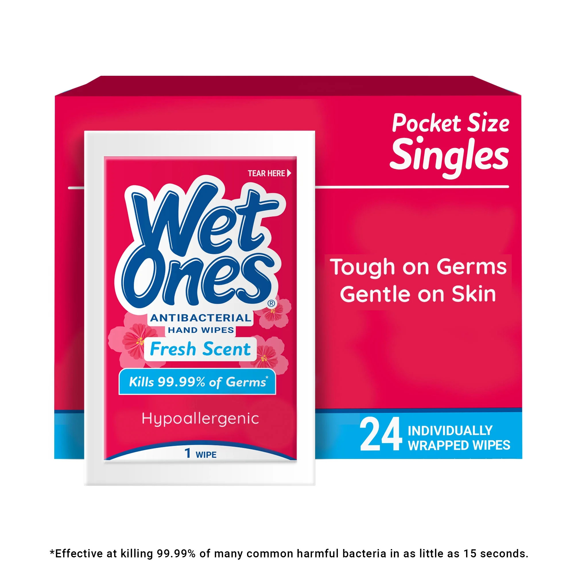 Wet Ones Antibacterial Hand Wipes, Fresh Scent, 24 Ct Individually Wrapped Hand Wipes | Walmart (US)