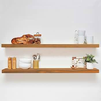 Homeforia 48 inch Golden Oak Floating Shelf, High End Solid Real Wood 48inch Small Floating Shelv... | Amazon (US)