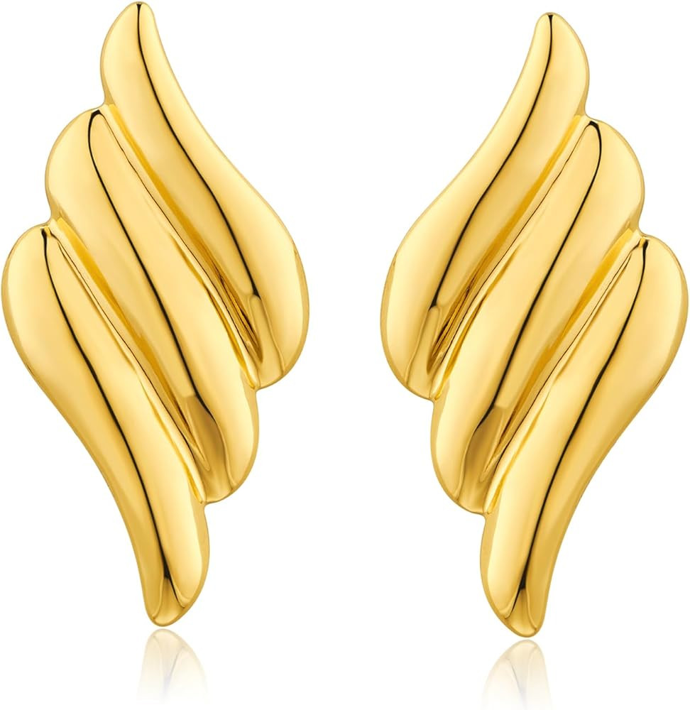 Large Gold Statement Chunky Stud Earrings for Women Trendy Vintage Large Gold Geometric Earrings | Amazon (US)