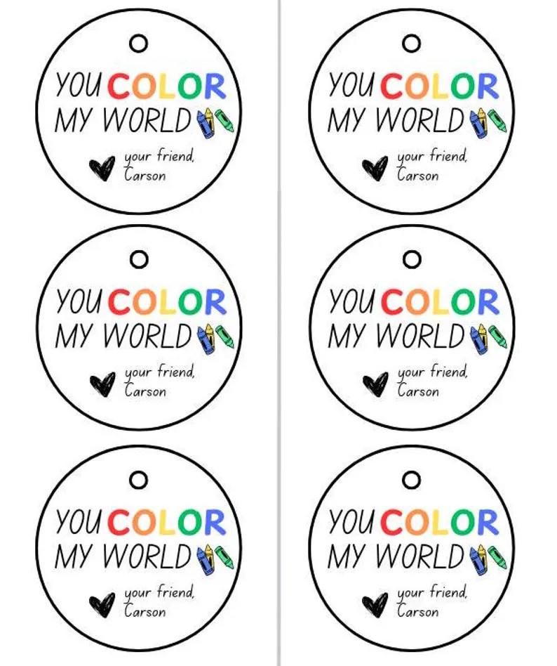 Valentine Printable Tag | Crayons | Custom Name Gift| Easily Print at Home | Attach Box of Crayon... | Etsy (US)