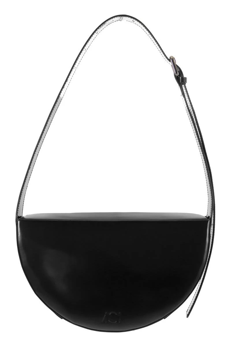 A504 Women's Half Moon Buckle Bag - Shoulder Bag M in Black | Size Medium | AIA003 | LOZURI