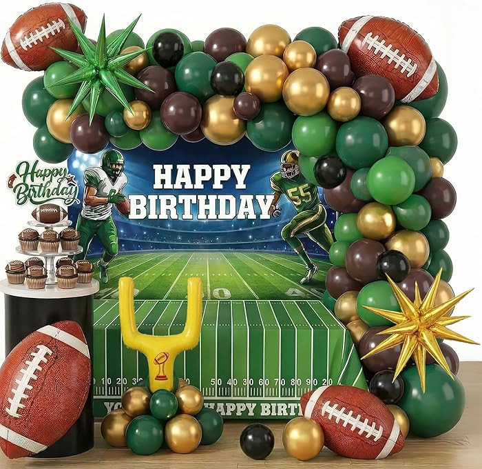 Football Game Day Party Decorations Kit - Green Brown Gold Balloon Arch Garland Set & Football Go... | Amazon (US)