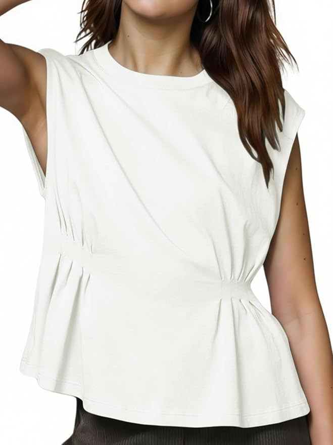 VNIRA Womens Babydoll Tops Cap Sleeve Peplum Summer Going Out Tops | Amazon (US)