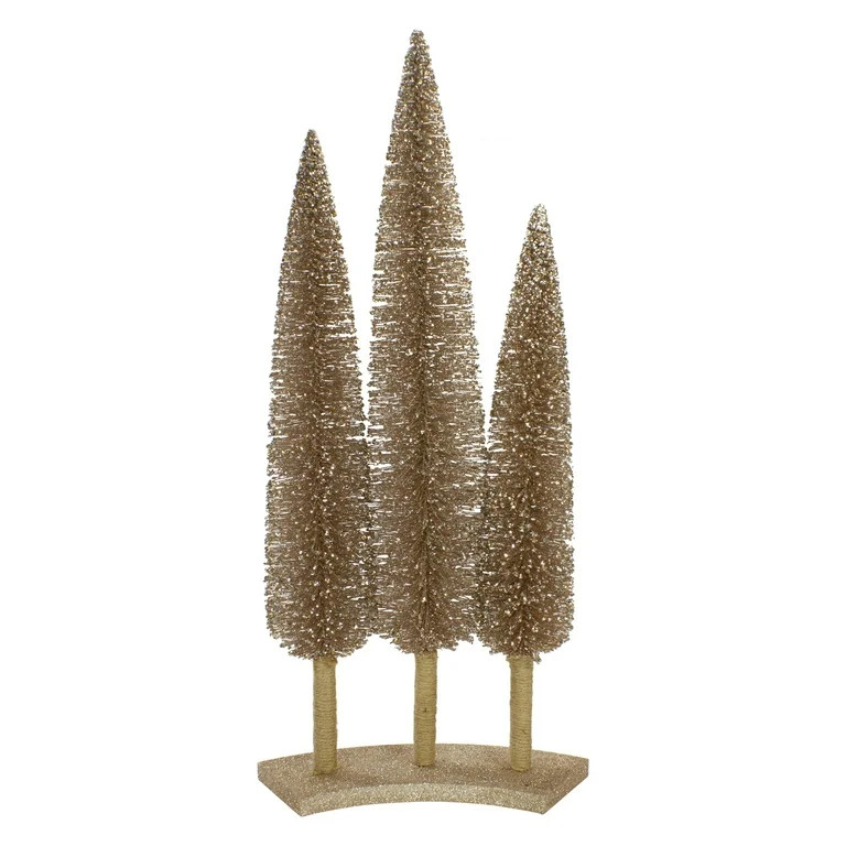 Northlight Set of 3 Rose Gold Sisal Christmas Trees Table Top Decor 25" | Walmart (US)