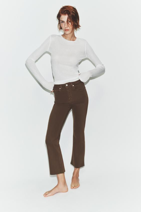 TRF HIGH-WAIST CROPPED FLARE JEANS | Zara US