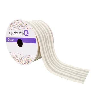 2.5" Stripe Faux Cotton Wired Ribbon by Celebrate It™ | Michaels Stores