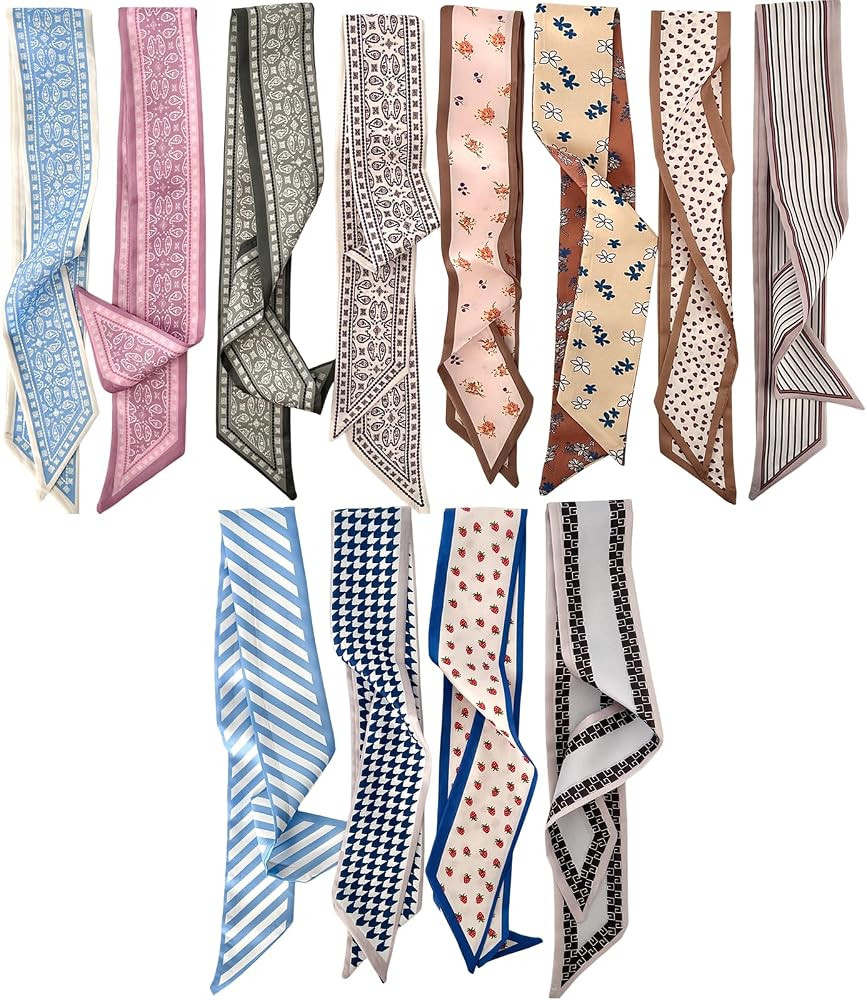 24PCS Fashion Scarves for Women Multifunctional Neck Scarves Purse Scarf Headbands for Bags Hair ... | Amazon (US)