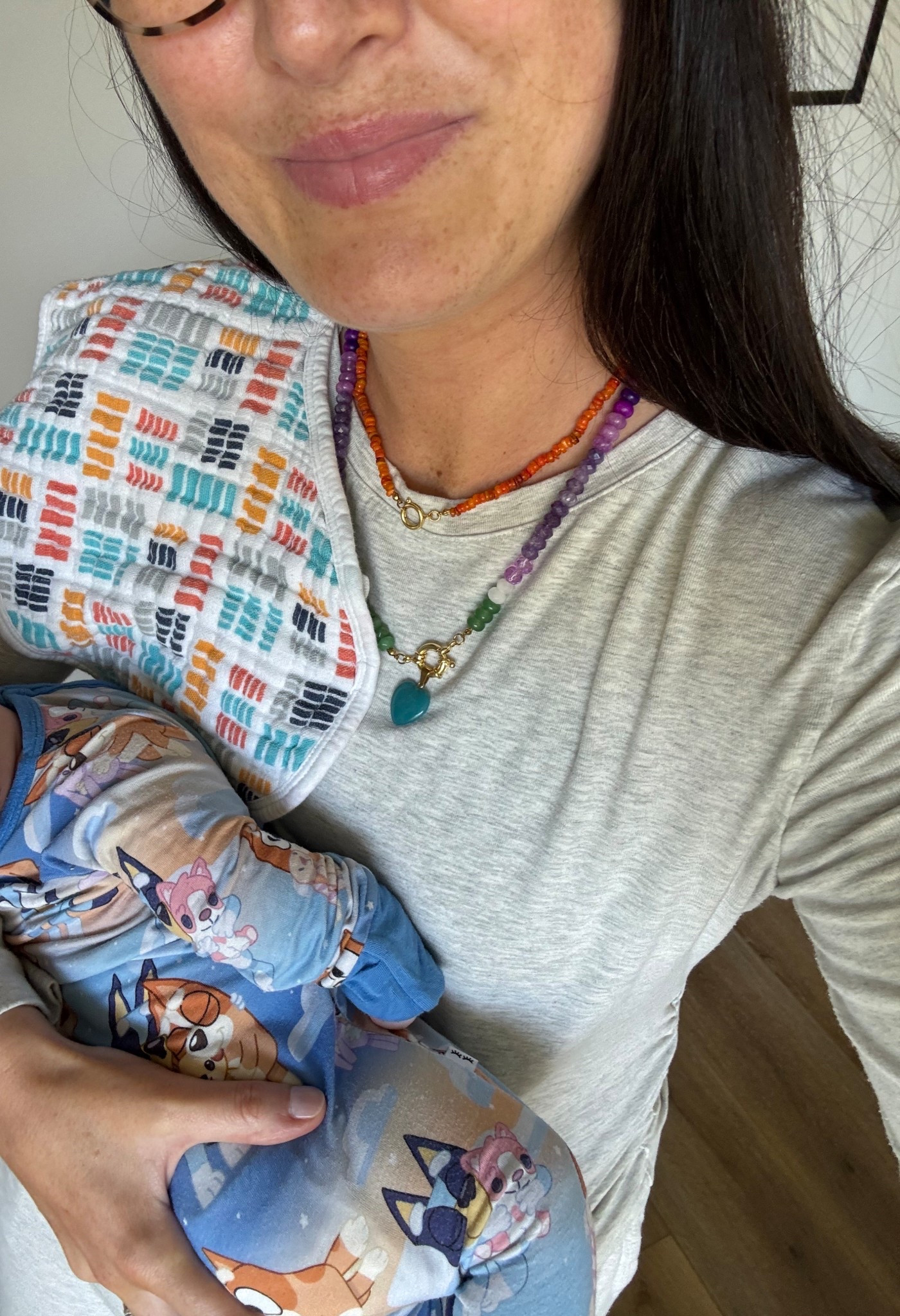 Colorful necklaces and burp cloths 

#LTKBaby #LTKdayinmylife #LTKmomlife