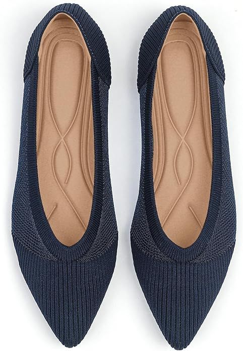 TINGRISE Women's Flats Shoes Pointed Toe Knit Ballet Comfortable Dressy Mesh Flat | Amazon (US)
