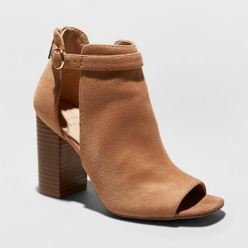 Women's Kamari Microsuede Heeled Open Toe Bootie - A New Day™ | Target