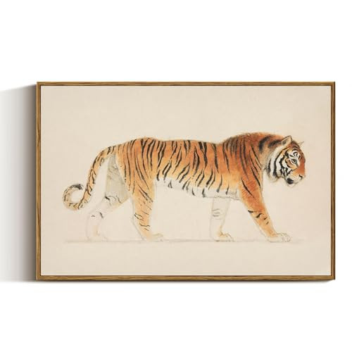 VIYYIEA Framed Canvas Wall Art Home Decor A Large Tiger Animals Wall Decor for Living Room Oil Painting Wall Pictures Aesthetic Room Office Decor Bedroom Wall Decor -Tiger 16x24in | Amazon (US)