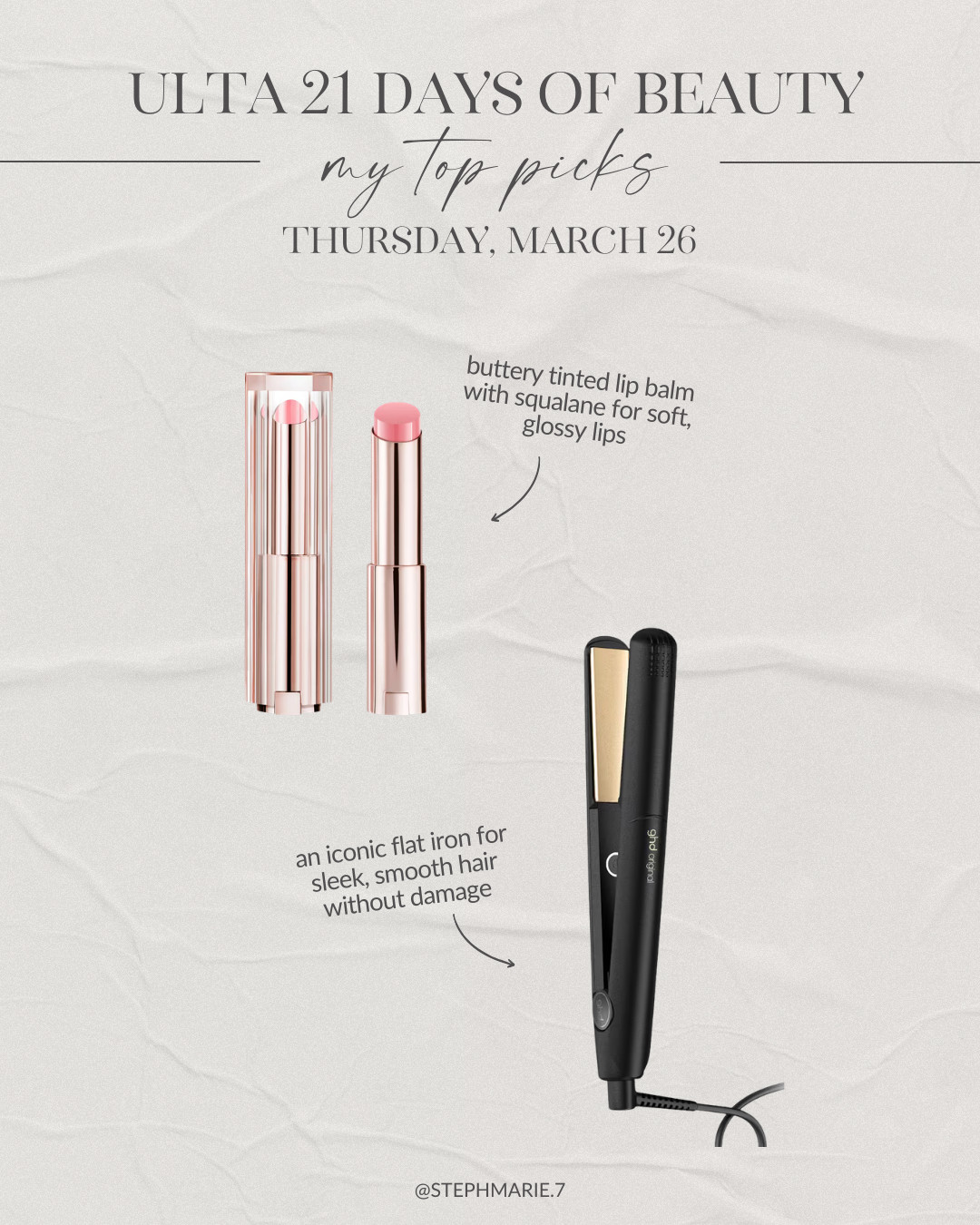 ULTA 21 DAYS OF BEAUTY ✨

For the last day of the sale my top picks are the ghd styler and a favorite buttery tinted balm! Both 50% off today only!  

 #LTKSaleAlert #LTKBeauty