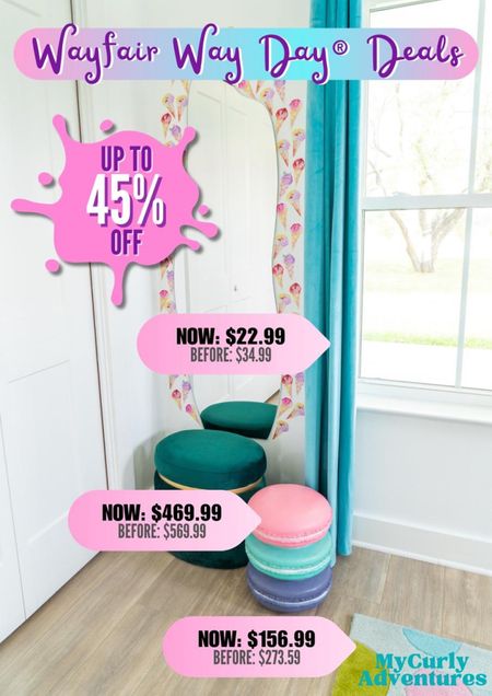 These fun and colorful blackout curtain, storage ottoman, macaroon resin stool and polkadot woven carpet rug are now up to 45% off at Wayfair's Way Day Sale!

- bedroom decor, bedroom design, bedroom makeover, modern home decor, home styling, home design inspiration, home ideas, best interior design, home accessories, furniture, house decor, fall decor, holiday decor, home accents, home styling, home design, home improvement, Wayfair sale, best Way Day Deals  

#LTKfindsunder50 #LTKfindsunder100 #LTKsalealert #LTKstyletip #LTKfamily #LTKxWayDay #LTKGiftGuide
