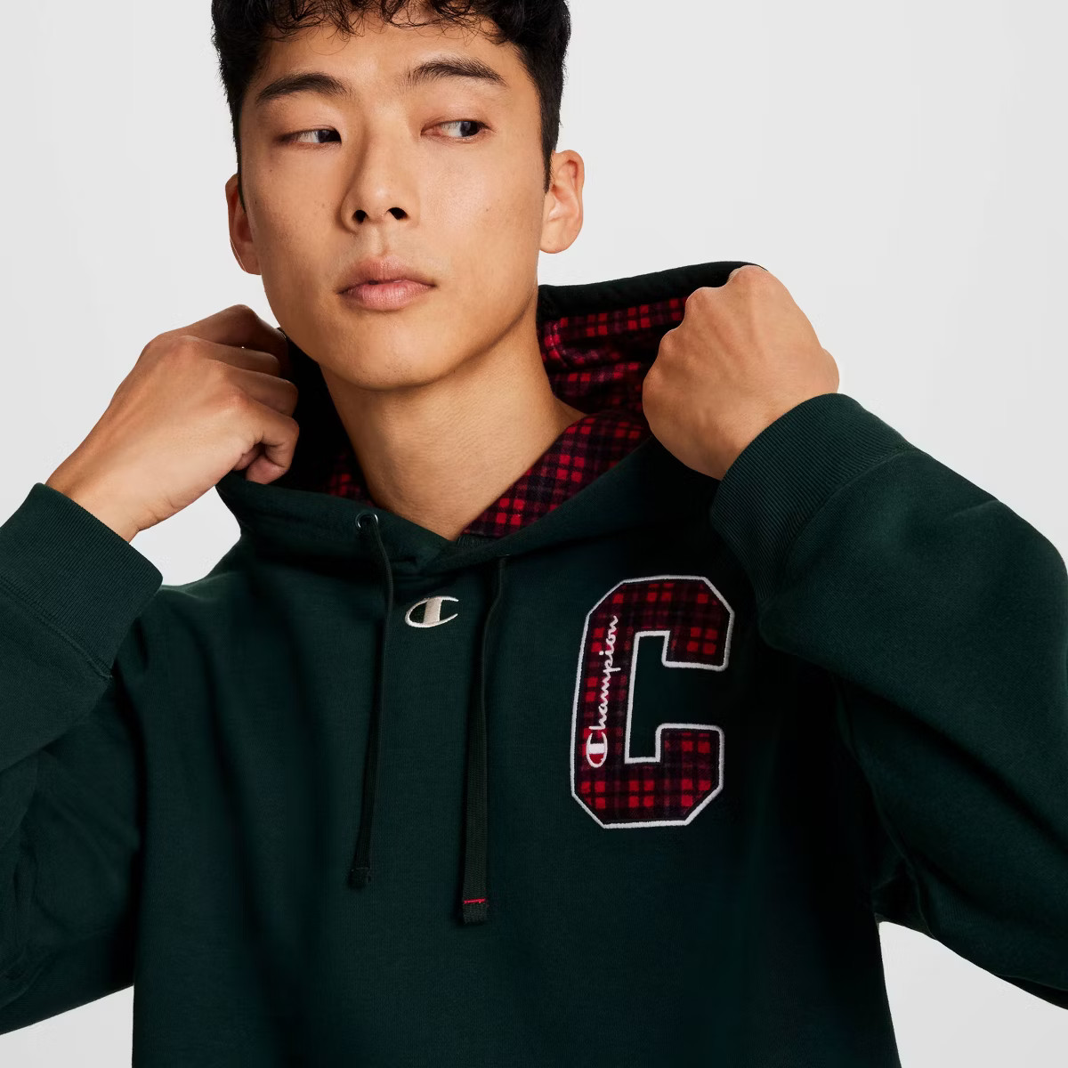 Champion Men's Plaid Hooded Sweatshirt | Target