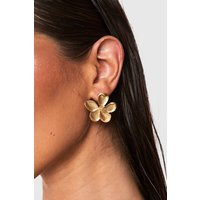 Womens Brushed Flower Stud Earrings - Gold - One Size | boohoo (US & Canada)