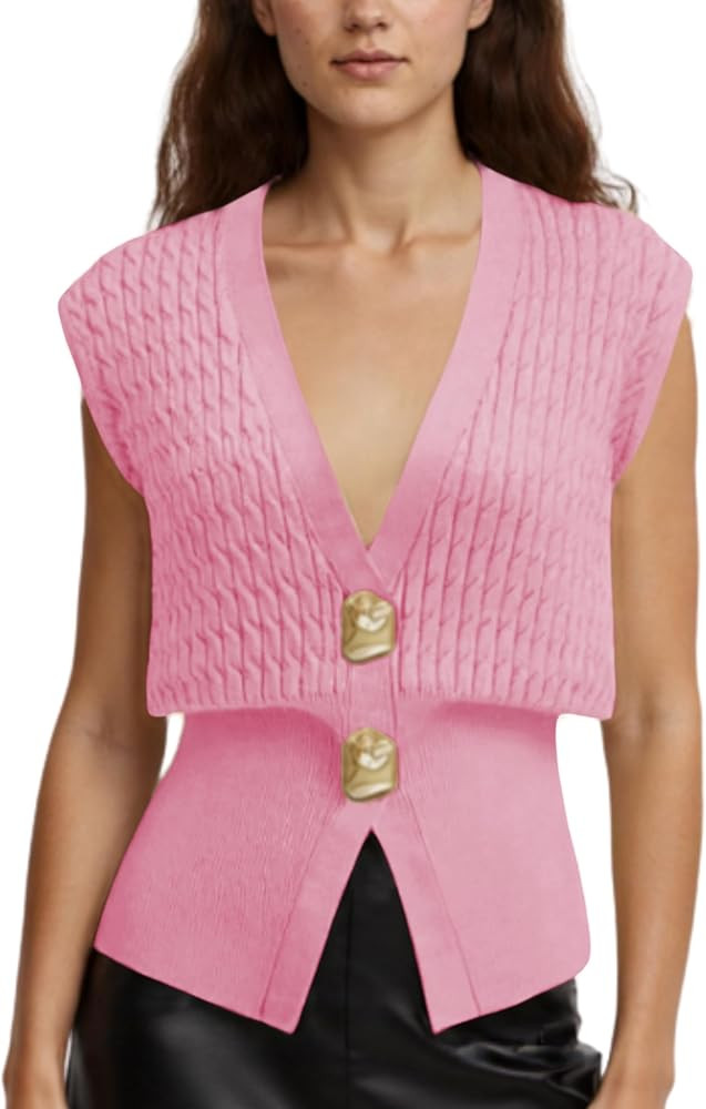 AMEBELLE Vest Tops for Women Cable Knit Sweater Sleeveless V Neck Cardigans Lightweight Knit Pull... | Amazon (US)