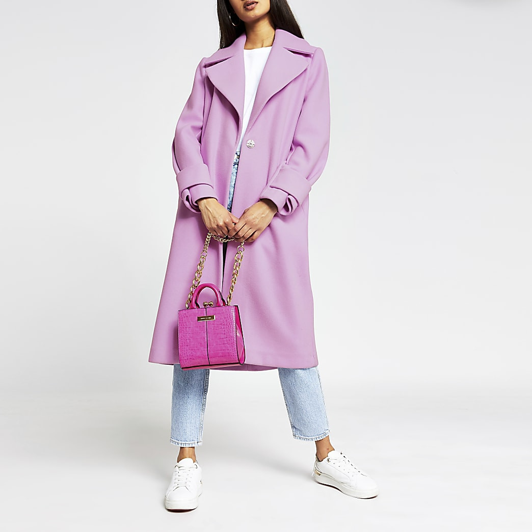 Pink bright cuff detail coat | River Island (UK & IE)