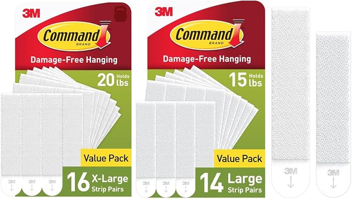 Command 15 lb Large Picture Hanger 14 Pairs (28 Strips) & 20 lb XL 16 Pairs Heavyweight (32 Strip... | Amazon (US)