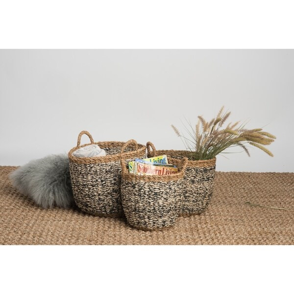 Fab Habitat Indoor Storage Basket -Ebony - Natural and Black 3 piece Basket Set | Bed Bath & Beyond