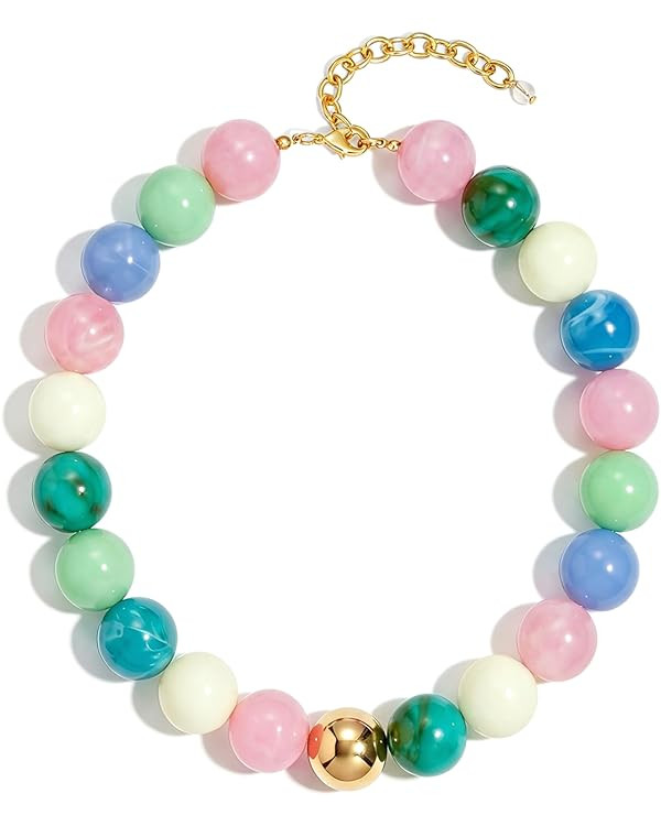 Colorful Chunky Necklaces for Women Trendy Large Resin Beaded Necklace Bold Statement Chunky Chok... | Amazon (US)