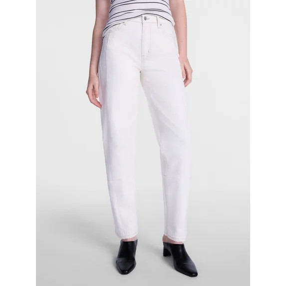Scenario Women's and Women's Plus High Rise Barrel Jeans, 26", 28" Inseam, Sizes 0-28W | Walmart (US)