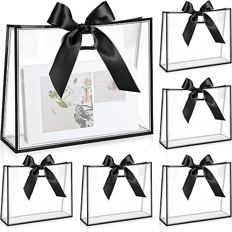 Aliceset 12 Pcs Valentine Clear Plastic Gift Bag with Die Cut Handles Flower Bag Reusable Favor B... | Amazon (US)